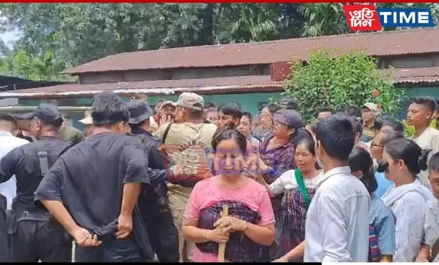 Large crowds angered by the incident gathered at the school  